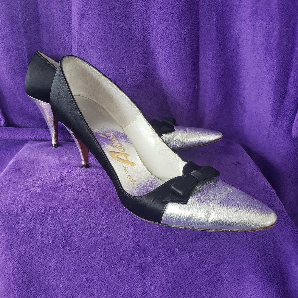 Evening Pumps 1950's black &silver LA VOGUE